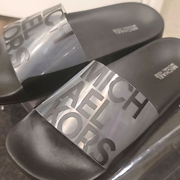 Michael Kors Gilmore PVC Slide Sandal- Black - Picture 7 of 9